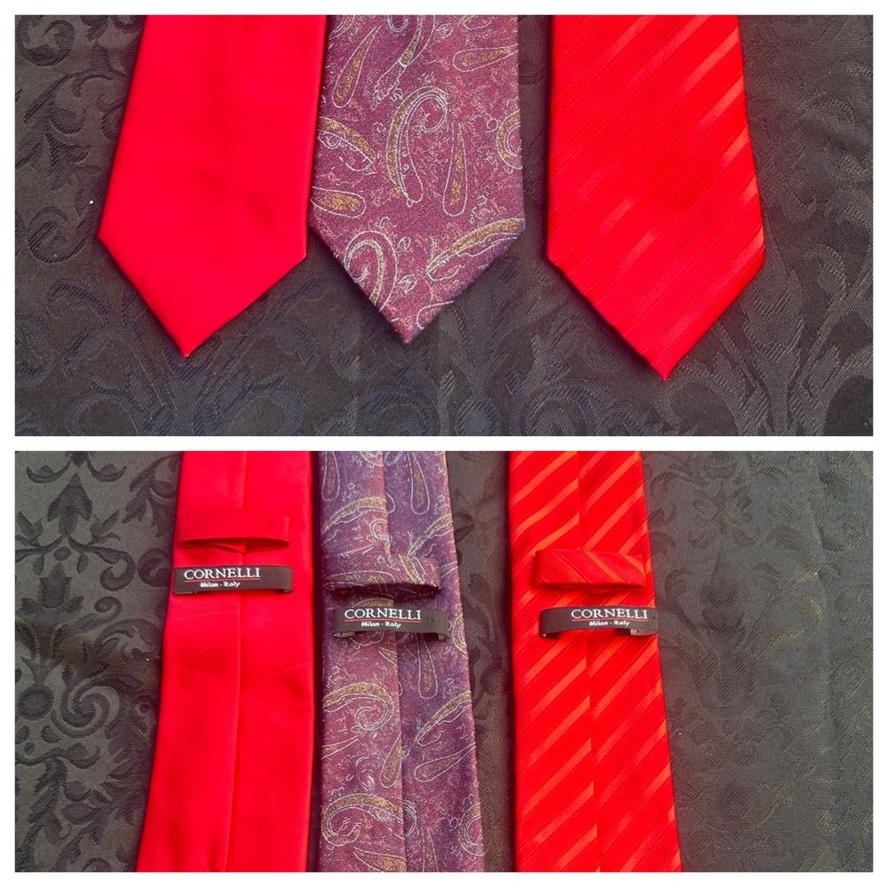 Lot of 3 Mens CORNELLI slim silk Ties Ref# 4463
TIE WIDTH : 2 3/4 in
